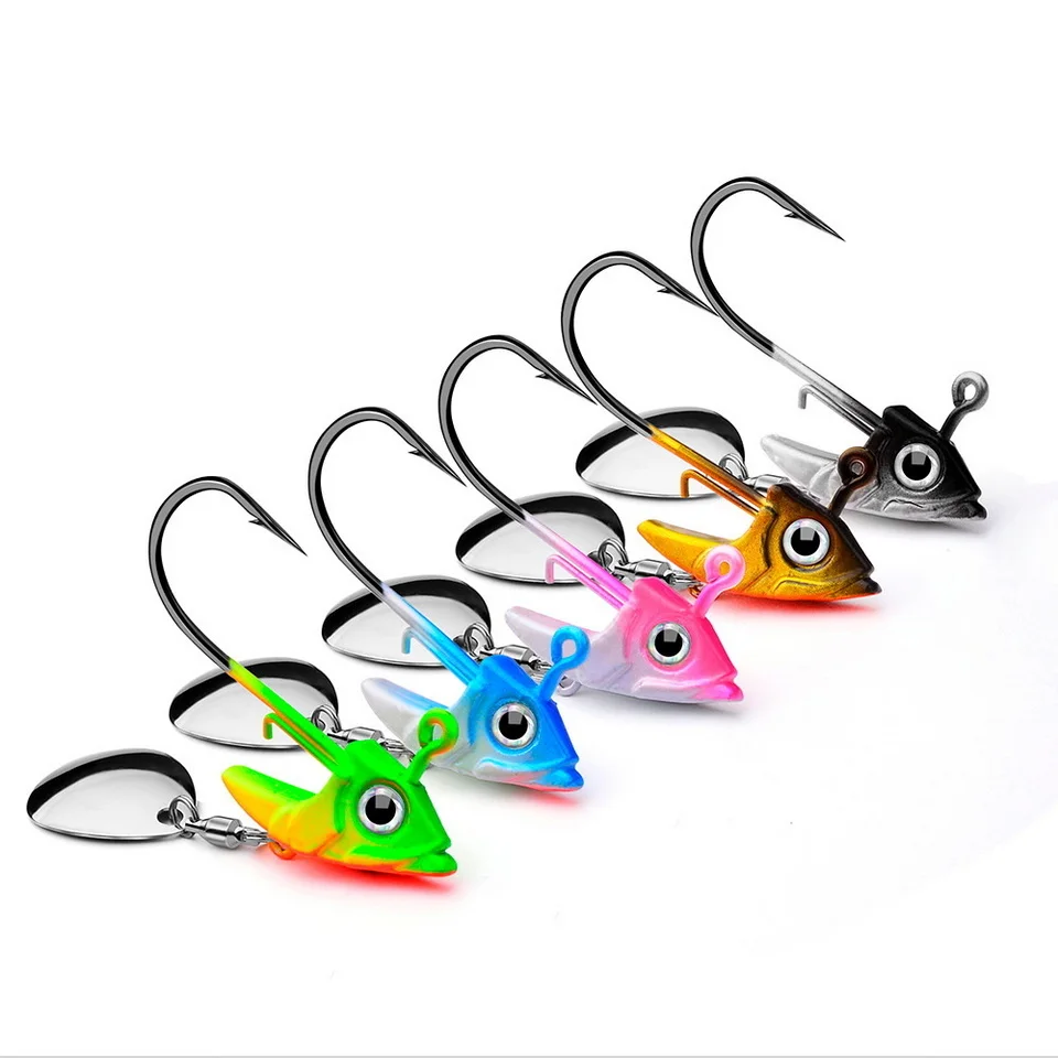 1pc Jig Kopf 7,5g 10,5g 15g Angeln Lockt Sinking Rotierenden Pailletten Metall Löffel Angelhaken Jigging jigs Angelhaken Köder Tackle – Detail 9