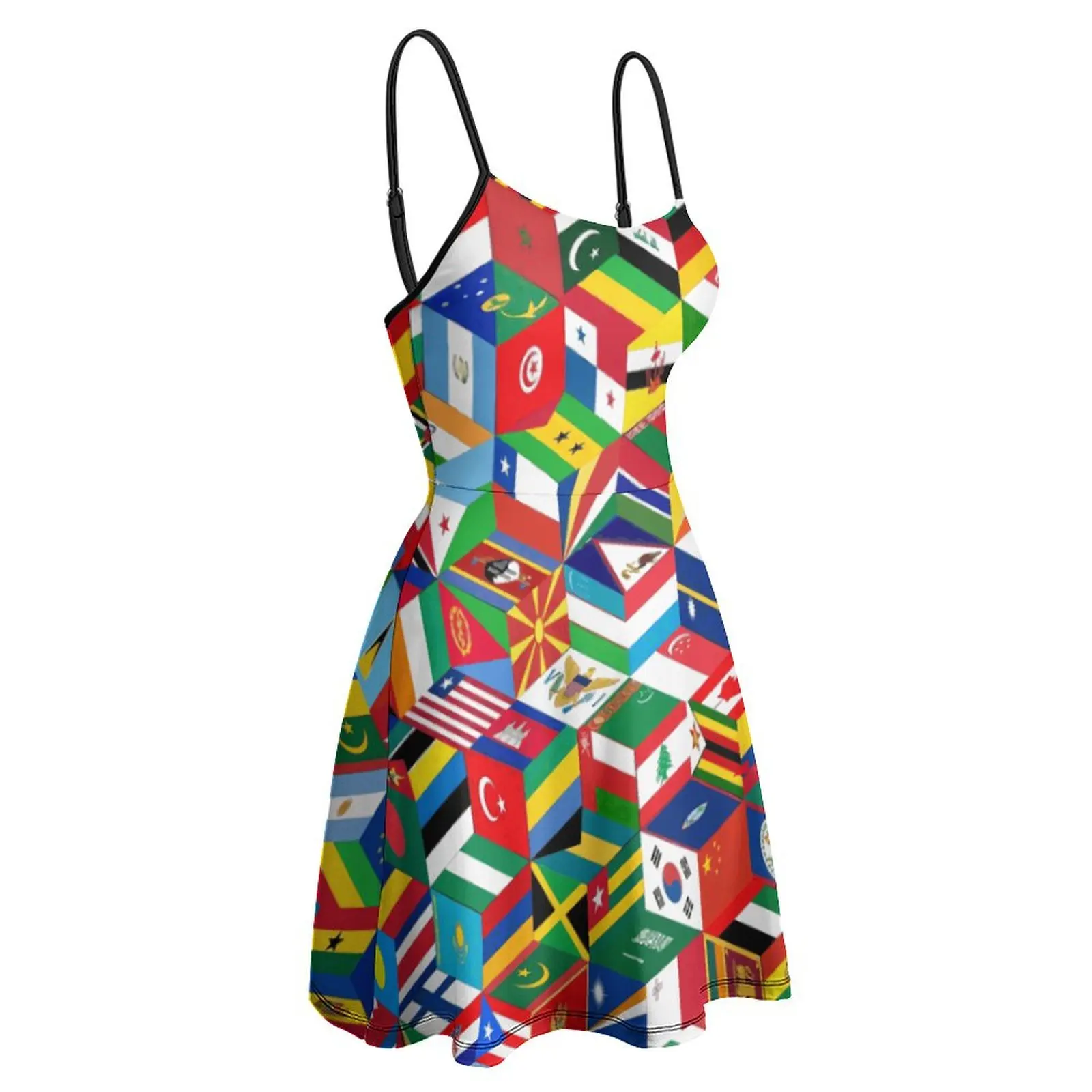 

Более тогда 100, 100 флагов стран мира, Международный подарок, женское платье на бретельках, винтажное экзотическое женское платье с юмором Gra