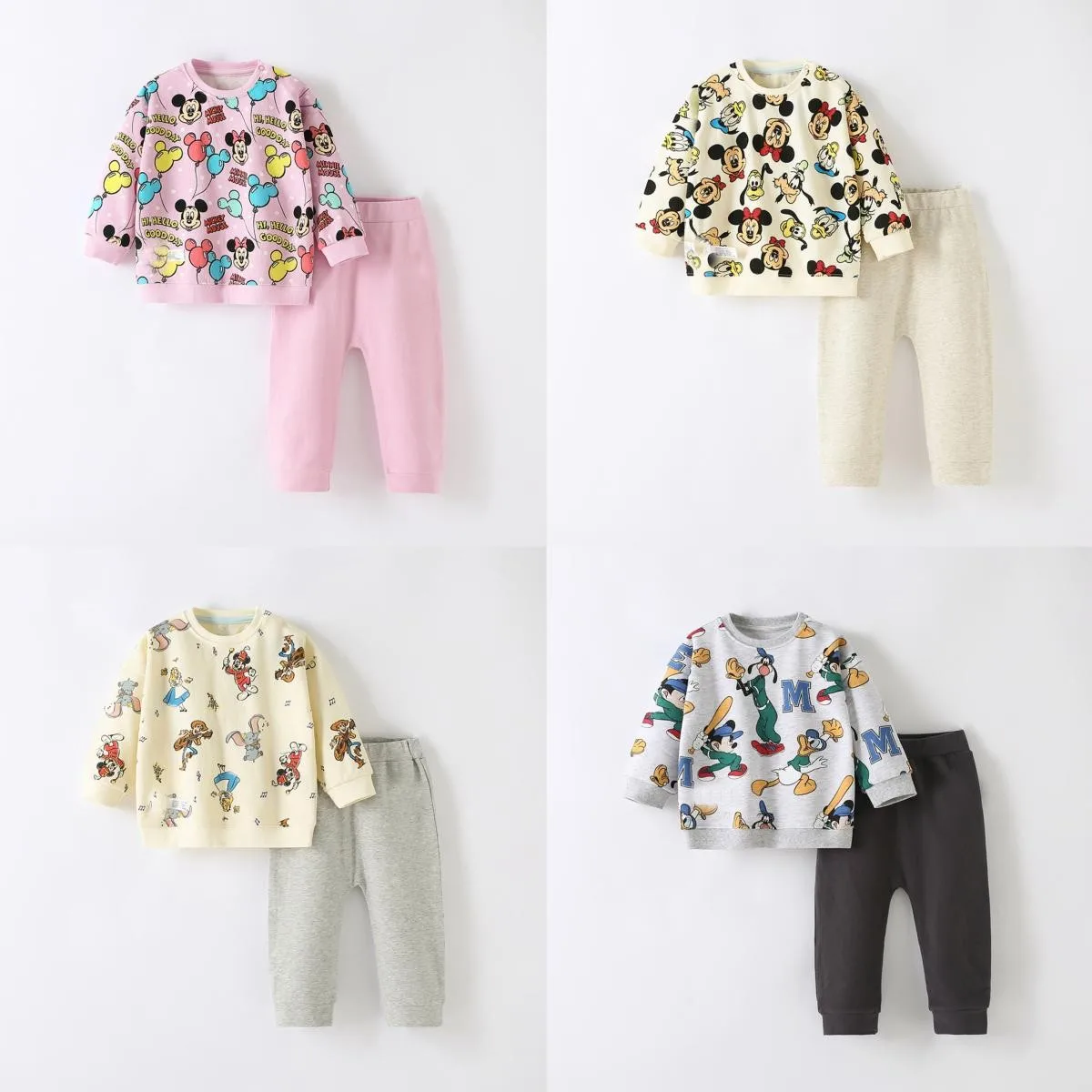 Full-printed Mickey Baby Girl Boy Long Sleeve Sweatshirt Tracksuit Spring Autumn Clothes Toddler Tops + Sweatpants 2 Piece Set