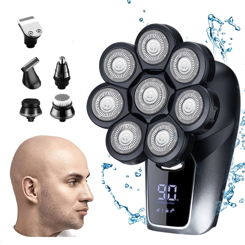 M2EE 6 in 1 Electric Razor for Men Multifunctional Bald Head Shaver Cordless Grooming Kit Waterproof Electric Shavers