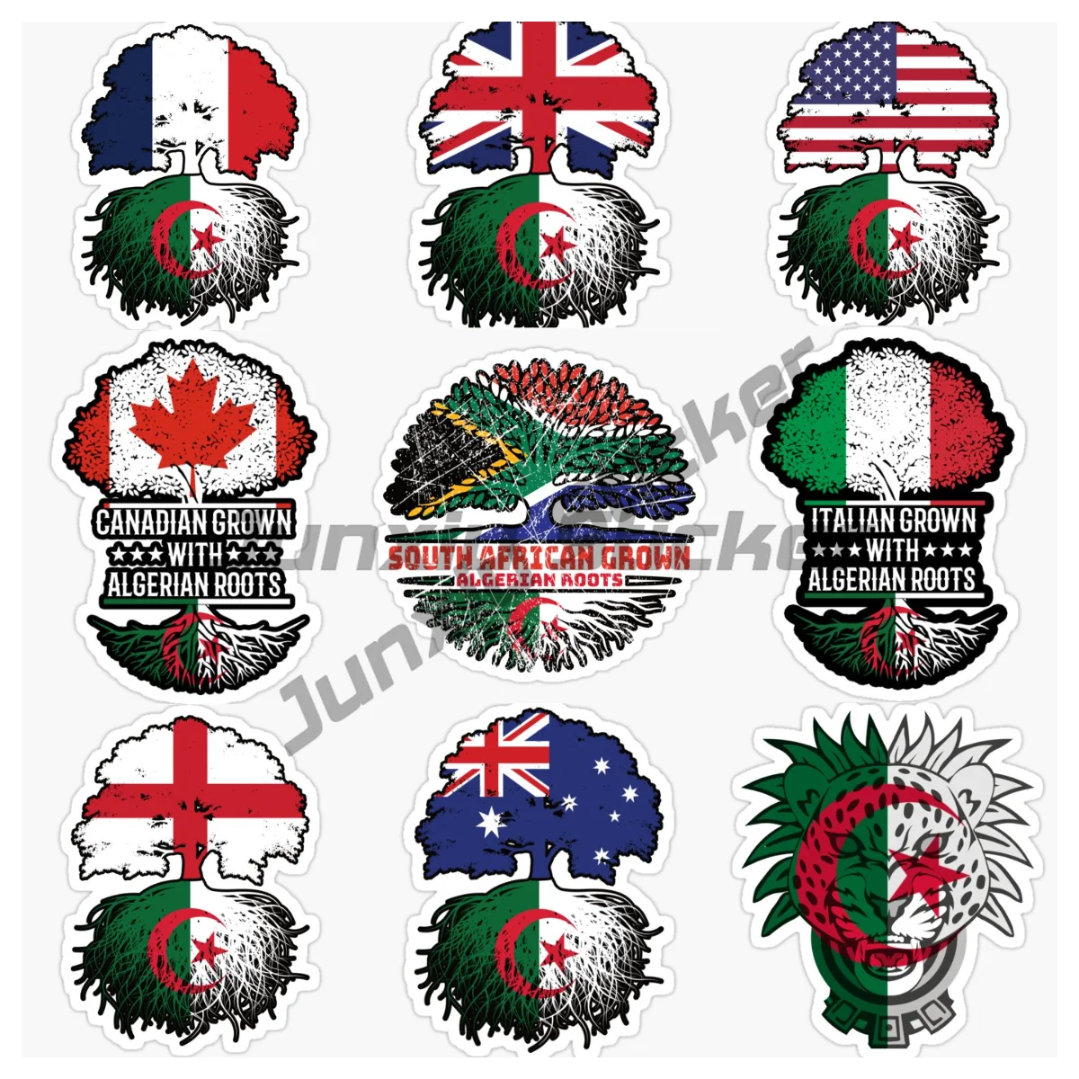

ALGERIA and CANADIAN ITALIAN America Britain South Africa New Zealand France Palestine Flag Vinyl Self-adhesive Car Stickers