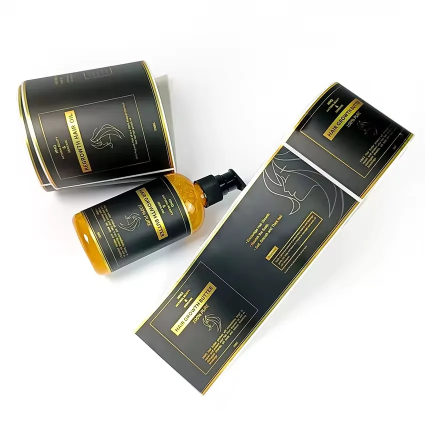 Custom Luxury Gold Foil Vinyl Label｜Custom Self-Adhesive Roll Stickers｜UV Printed Embossed Logo Packaging Labels