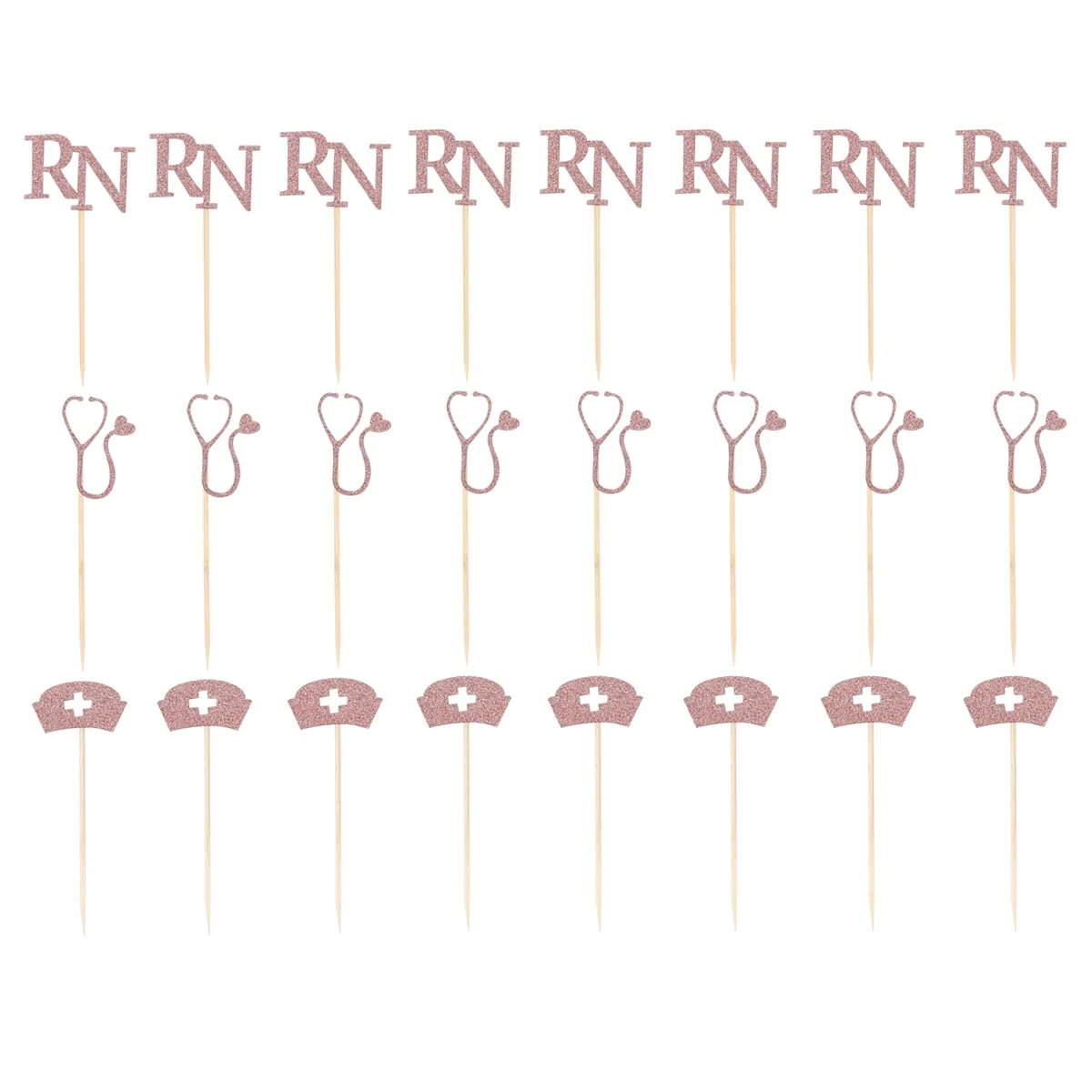 

24Pcs Nurse Cake Picks Rose Gold Creative Nursing School Cupcake Party Dessert Topper Nurse Graduation Party Decor