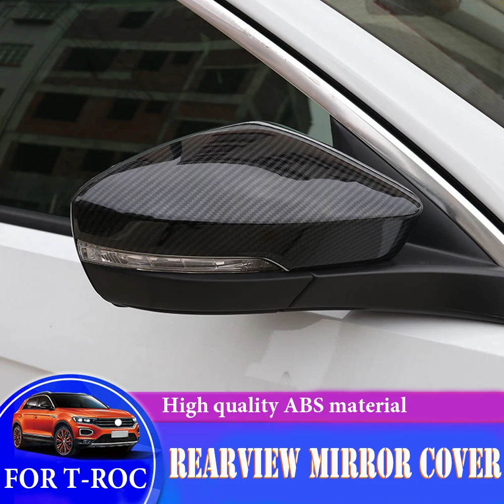 

2pcs New-styling For VW T-ROC 2018 2019 2020 Side Wing Mirror Caps Cover Replacement Rearview mirror cover auto parts