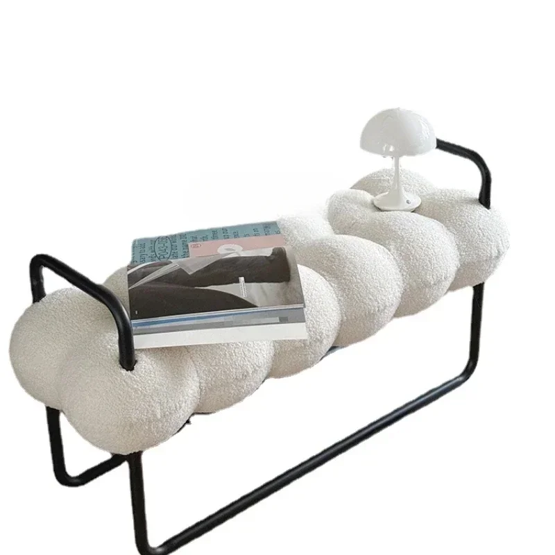 

XL Shoe Changing Stool Creative Designer Bedroom Tailstock Long Stool Living Room Cream Style Stool