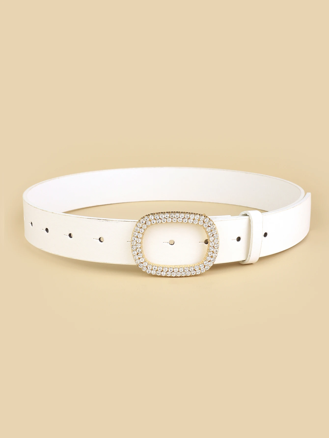 2023 Women\'s New Matching Jeans dress Oval Diamond Buckle Head Belt All-match Fashion Three-color Optional