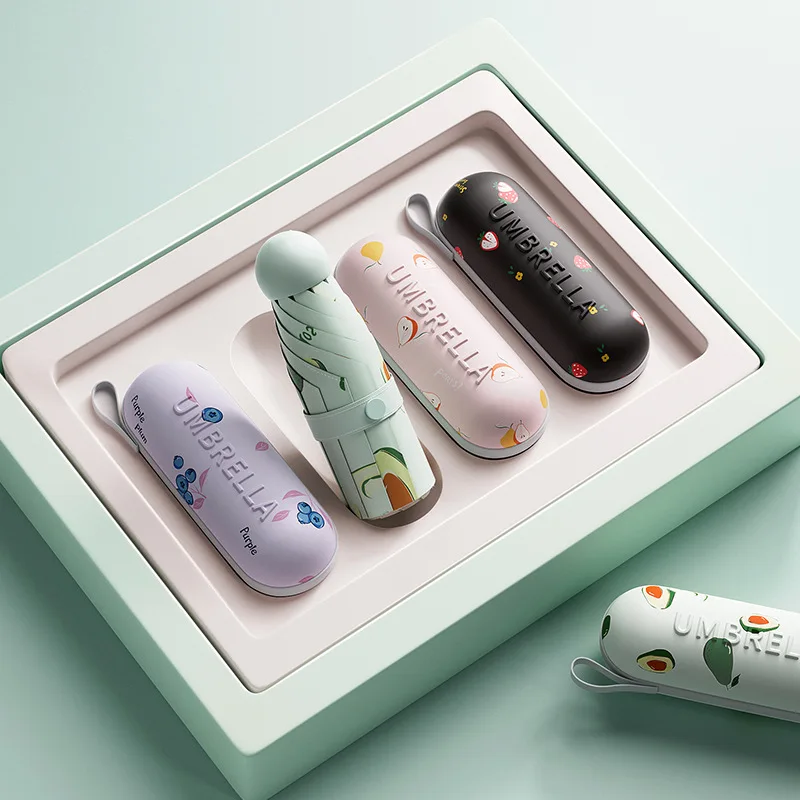 

Оптовая продажа, капсульный зонт, мини-монтажный ультралегкий зонтик от солнца, индивидуальный зонт от дождя с УФ-блокировкой для женщин