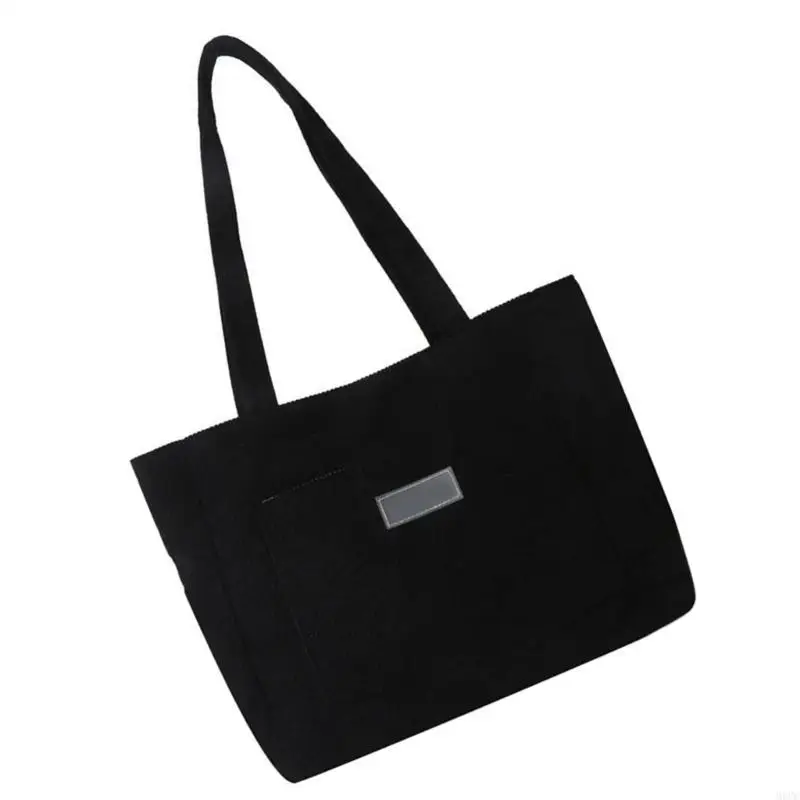 

M6CC Modern Solid Color Corduroy Handbag With Large Capacity And Front Pocket
