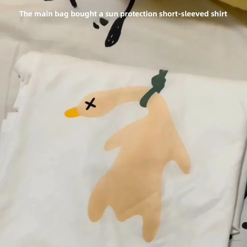 UV Color Changing Roast Duck T Shirt Pure Cotton Crew Neck Loose Short Sleeve Summer UV Induction Creative Casual Couple Top New view 3