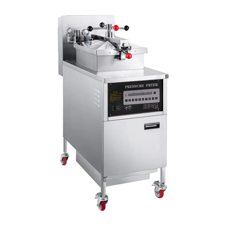 

Henny Penny PFG 500 4-Head Electric Stainless Steel 4-Wheel Commercial Pressure Fryer 25L 13.5kW Built-in Filtration