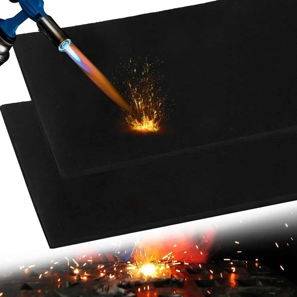 Fireproof Pad Black Welding Protective Blanket Insulation Pad High-Temperature Working Pad 100*100cm Fireproof Durable Camp
