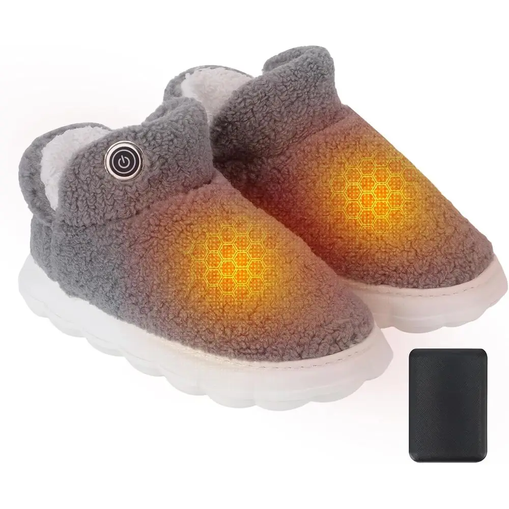 

Rechargeable Heated Slippers with 3 Temperature Settings - Unisex Electric Warming Footwear for Men & Women, Size 8.5-9
