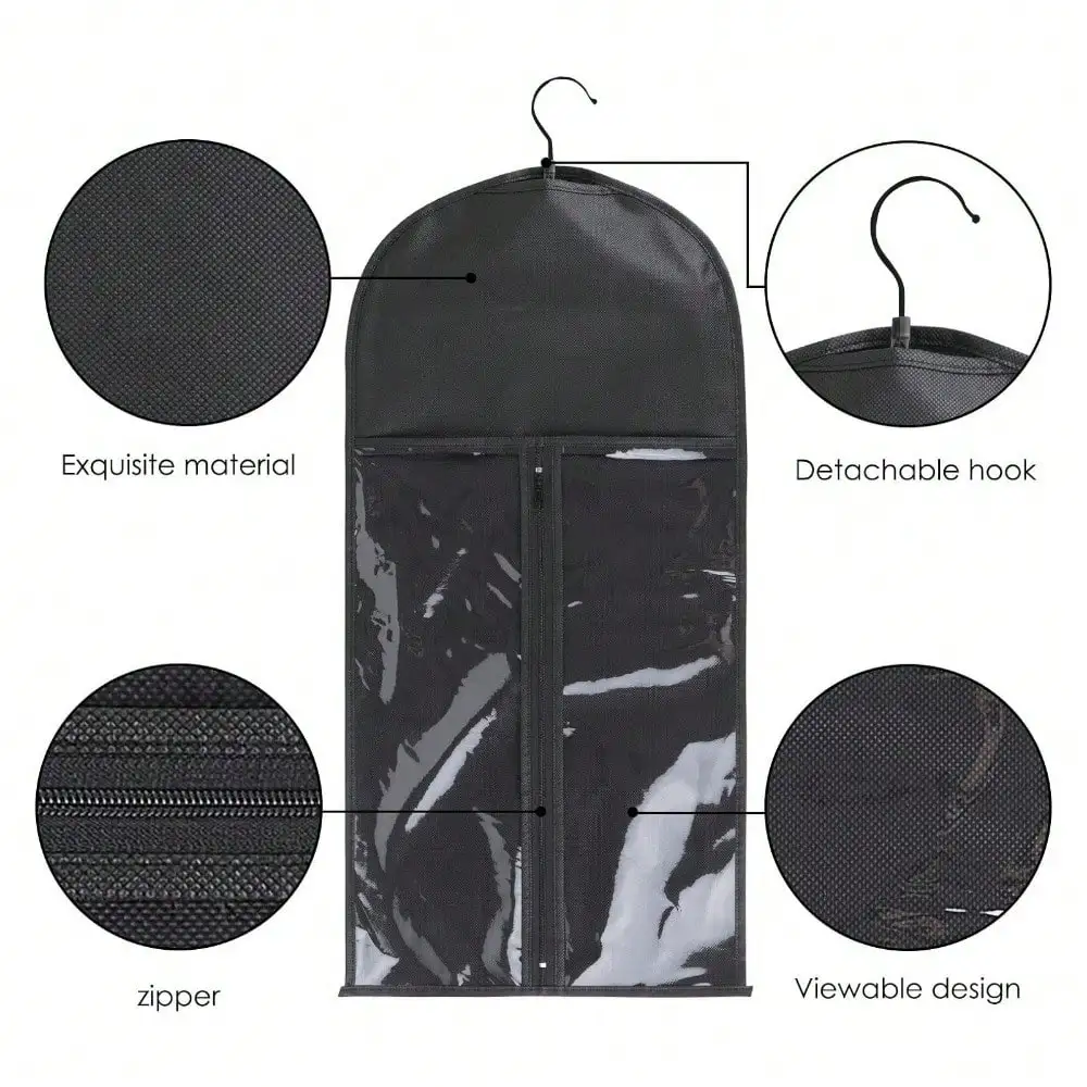 2PCS Hanger Hair Extension Holder, Wig Bag, Wig Storage for Multiple Wigs Holder, Hair Extension Holder sure , Black sac