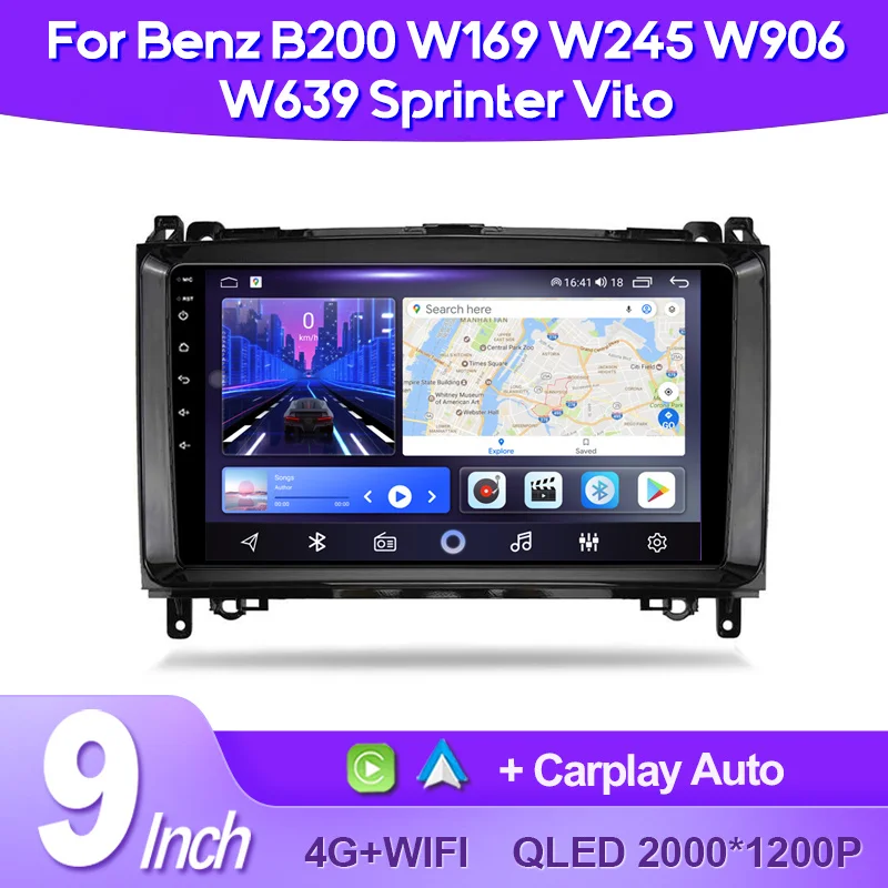 

QSZN Car Radio For Benz W169 W245 B200 W906 Sprinter W639 Vito 2K QLED Android 13 Multimedia Video Player AI Voice CarPlay GPS