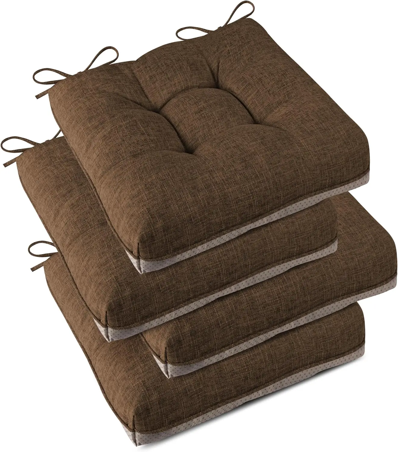 

Chair Cushions For Dining Chairs Set Of 4 Large Kitchen Chair Cushions With Non-Slip Backing And Ties Square Textured Chair