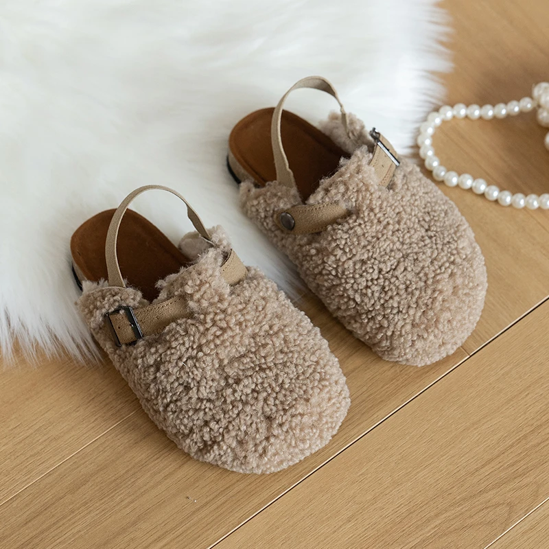 2024 Nieuwe Winter platte suède platte schoenen voor meisjes warme antislip hakken meisje schoenen Diverse slippers maat 26-36