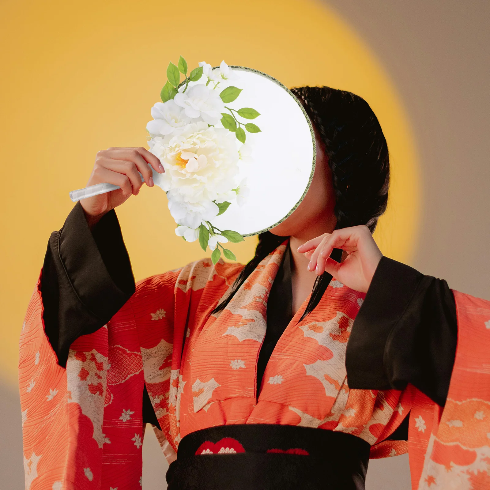 

Chinese Round Fan New Chinese Style Elegant Tassel Realistic Flower Decoration Vintage Handheld Fan Wedding Dancing Summer