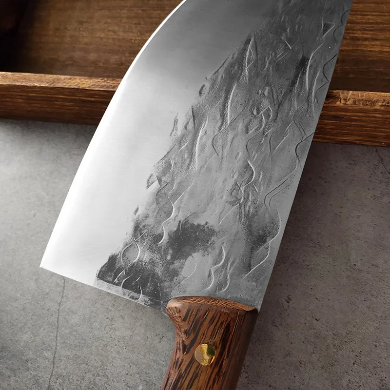 Forged Stainless Steel Cleaver Knife Chef Butcher Meat Cleaver Boning Knife Household Chopping Knife Wood Handle Kitchen Knives view 6