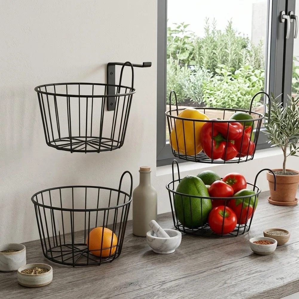Hanging Plant Stand Racks in Black Iron 4 pcs Set for Balcony For Garden Desk Decor 16 14 12.5 cm Measurements