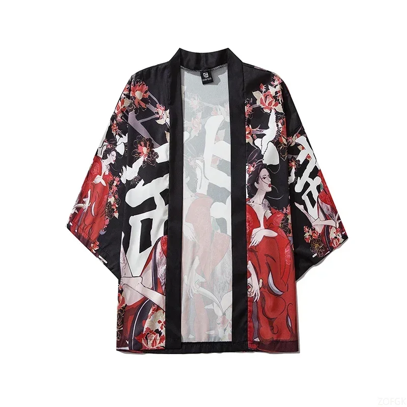 

Japanese Traditional Clothing for Men and Women, Street Wear, Kimono Style, Traditional Cosplay Cardigan Half Sleeves