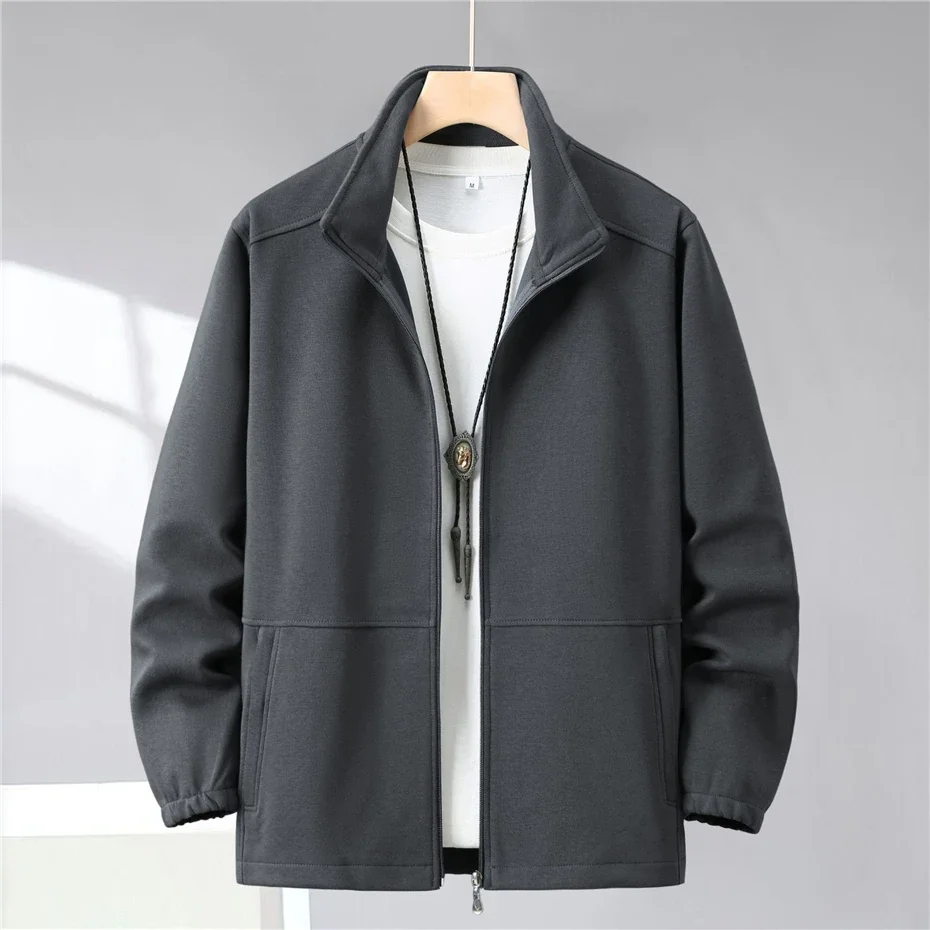 12XL Plus Size Jackets Men Solid Color Jackets Coats Fashion Casual Stand Collar Jacket Male Outerwear Black Grey