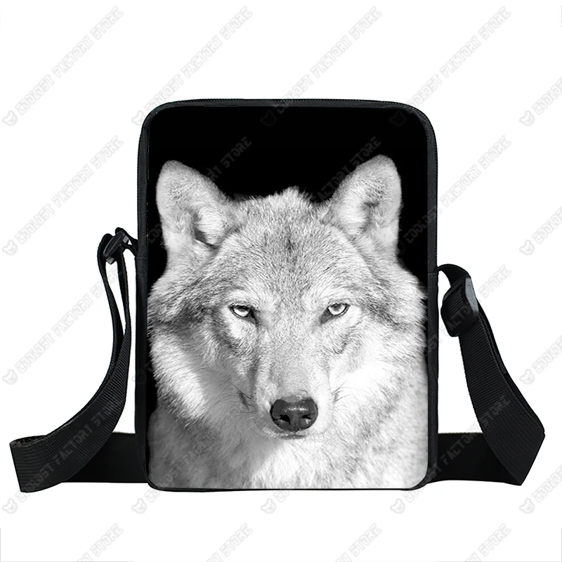 Black White Animals messenger bag lions Tigers shoulder bag mans Crossbody Shoulder bag  Messenger Bag Small Casual handbag