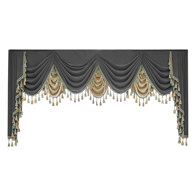 

1pc valance European living room solid color palace style luxury bedroom thickened flannelette finished