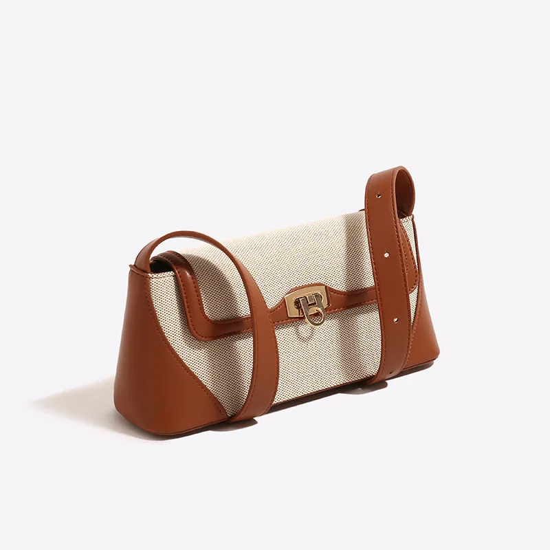 Nichedesign Color Block French Bread Underarm Women's Shoulder Bag New 2025 High-End Feel French Light Luxury Crossbody Bag image 4