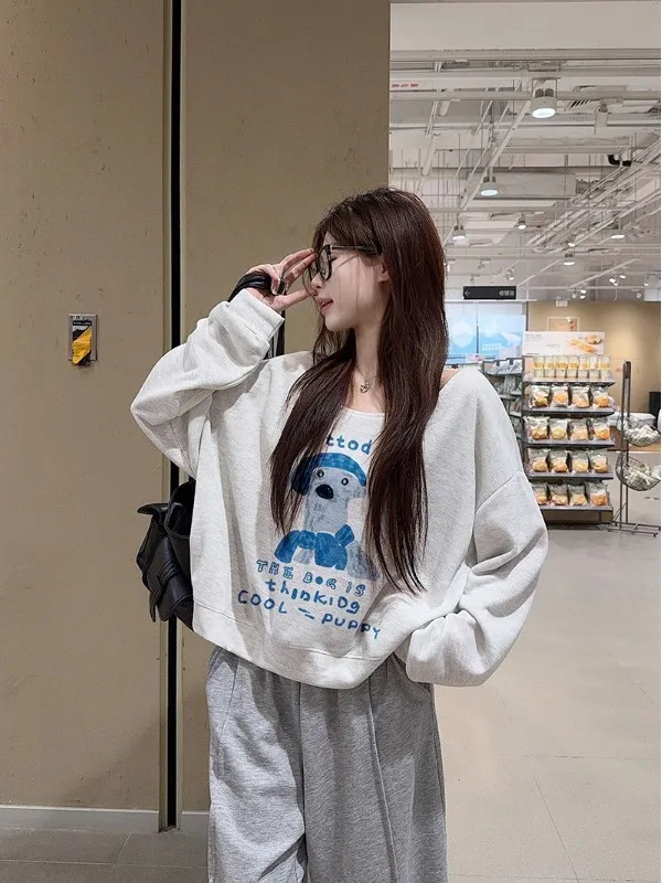 Coreano Sle Casual suelta larga Sve camiseta mujer Faionable versátil verano nueva llegada adelgazamiento viaje estampado de dibujos animados...