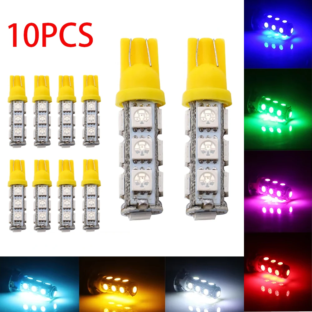 

10Pcs High Quality T10 13 SMD 5050 W5W 194 501 LED Car Auto Clearance Interior Lights Wedge Door Instrument Side Bulb Lamp