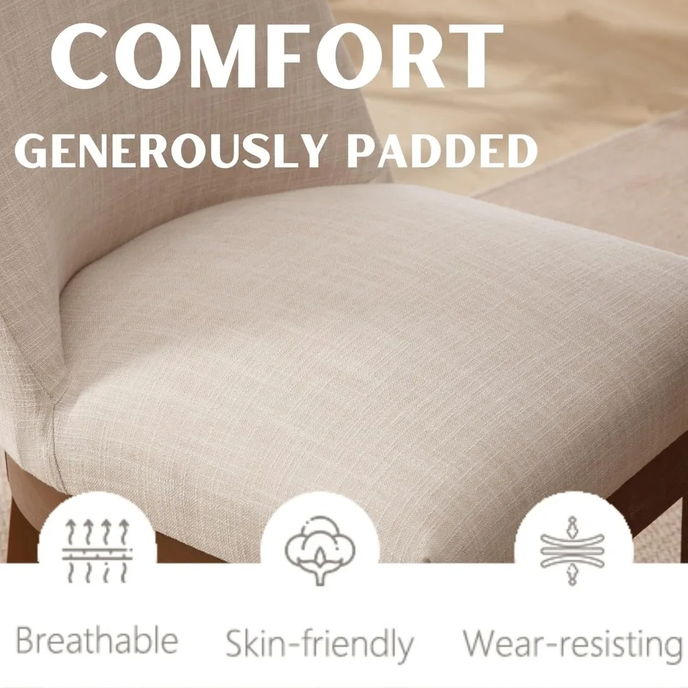 زوج من كراسي تناول الطعام المريحة المصنوعة من الكتان للمطبخ الحديث وغرفة الطعام #4