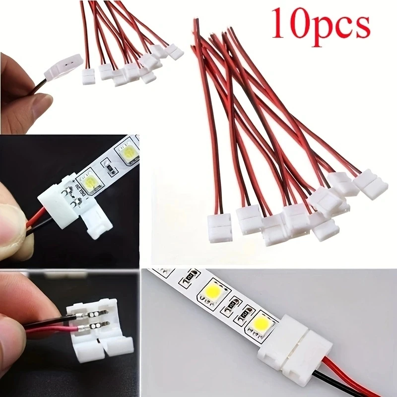 10Pcs Practical No Welding Ribbon 2 Pin Led Strip Adapter PCB Connector Cable For 3528 Single Color