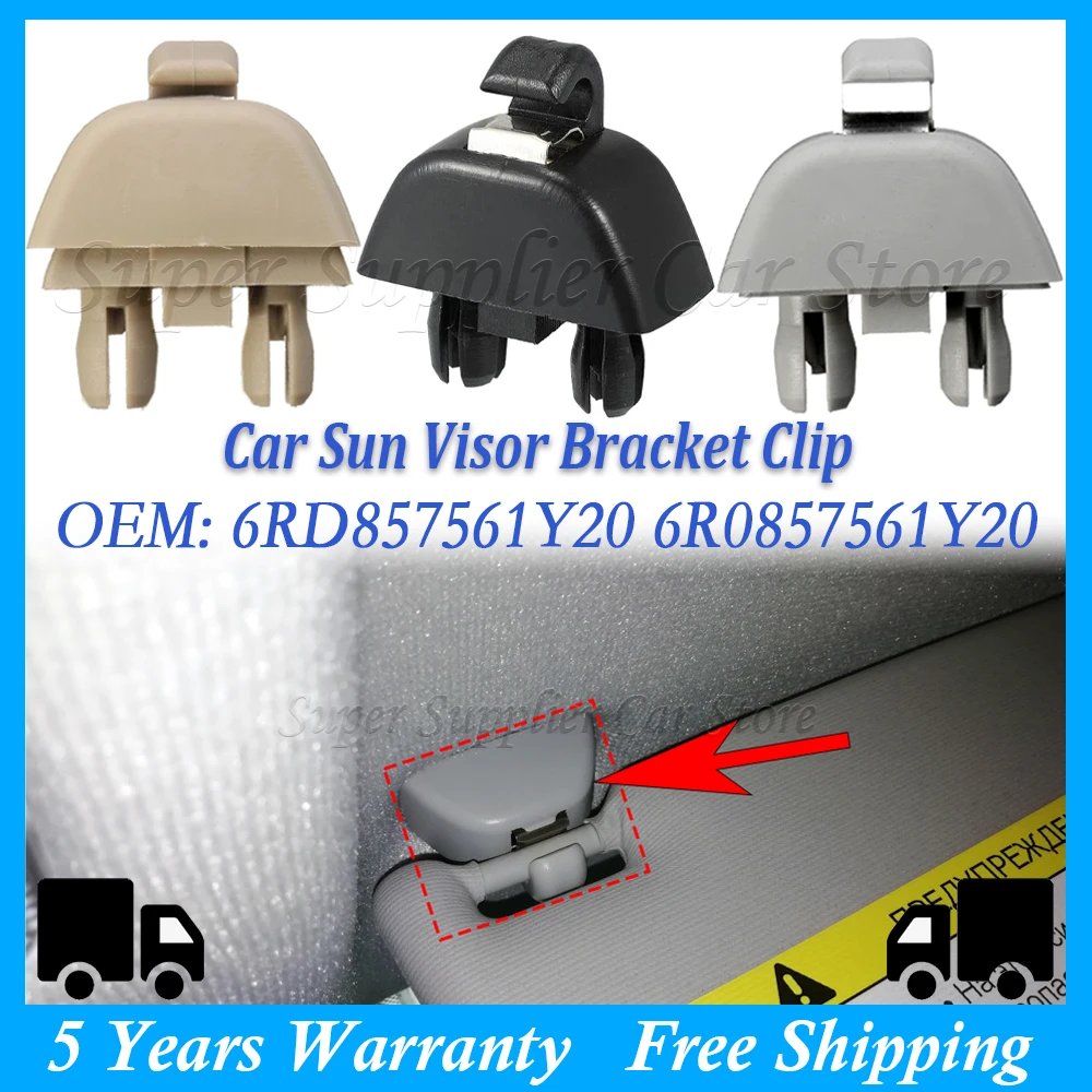 2x Sun Visor Bracket Clips For Audi A6 C6 VW Passat B7 Polo Up! Skoda CITIGO RAPID Seat MII S6RD857561Y20 1S0857561Y20 4F0857563