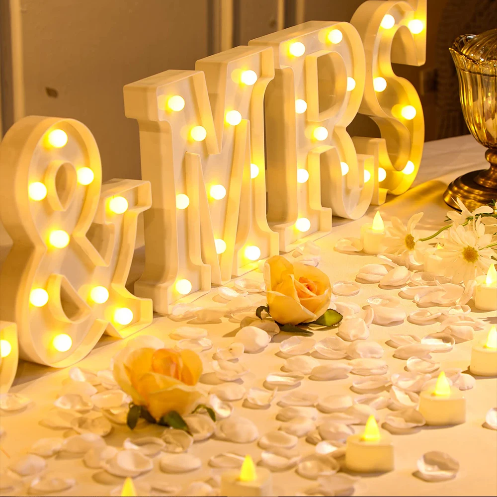 6 unids/set de iluminación LED luces de letras MR & MRS logo decoración de escritorio de boda, adecuada para iluminación de fiesta del Día de San Valentín