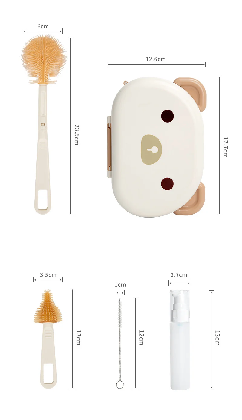 Bottle Brush Portable Baby Bottles Cleaning Brush Travel Kits for Washing The Bottle Upgraded Pacifier Bottle Washing Brush