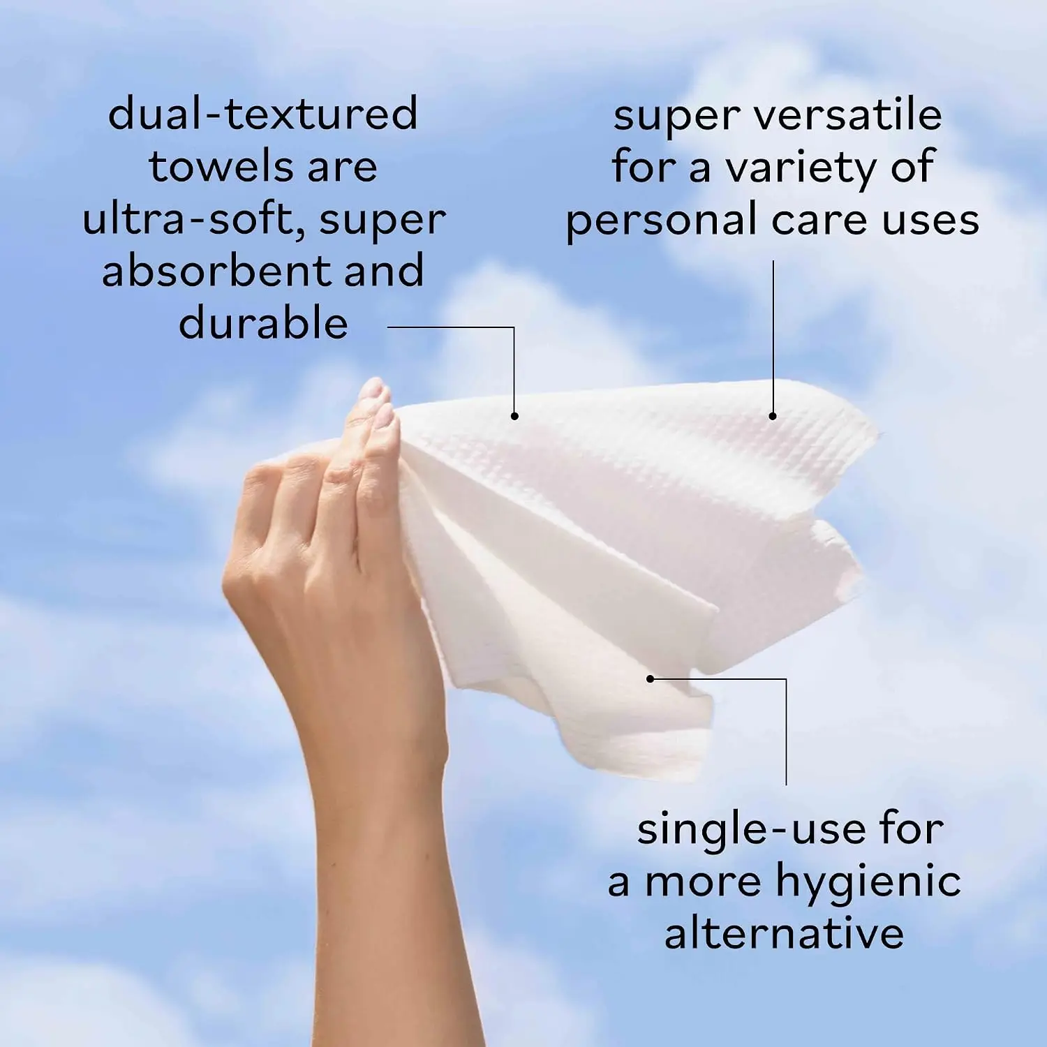 50 XL Ultra Soft Dual-Textured Face Towels - Disposable Makeup Remover Wipes, Hypoallergenic & Biobased - view 4