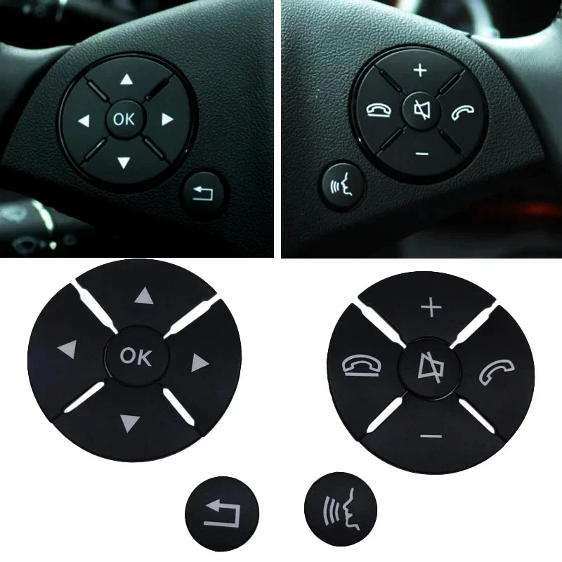 Chrome Car Steering Wheel Button Switch Trim Cover Sticker Fit For Mercedes Benz C E S Class W204 W212 W221 GLK X204 C200 C250