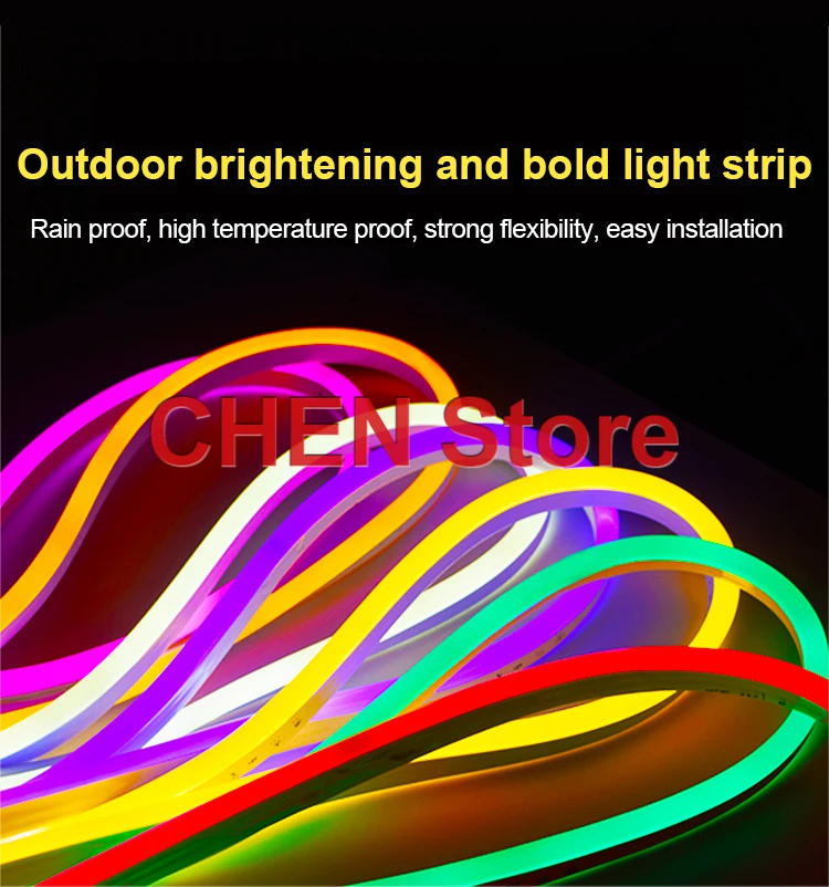 LED Neon Light With Outdoor Waterproof Colorful Color Changing Living Room Ceiling Flexible Outdoor Advertising Lighting Strip