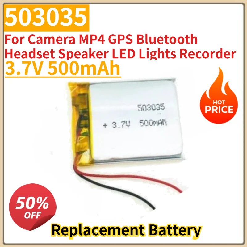 Batería recargable de alta calidad, 3,7 V, 500mAh, 503035, para cámara, MP4, GPS, auriculares con Bluetooth, altavoz, luces LED, grabadora