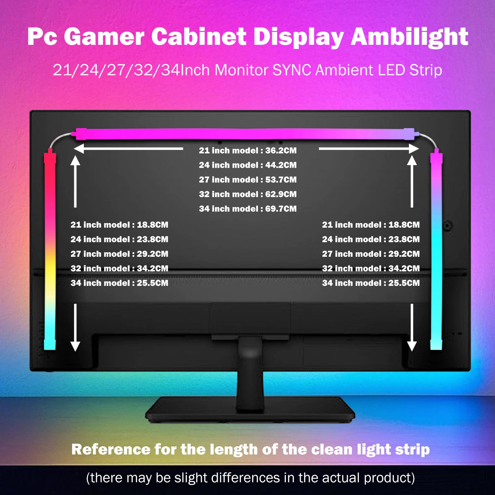 Smart LED Gaming Strip Light USB Ambient RGB Computer Monitor Backlight Sync Strip for Bedroom Gaming Room Atmosphere Decor