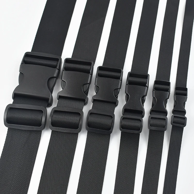 1-5 conjuntos de correias de 15-50mm, fivelas de plástico, clipe de saco lateral, fivela de liberação rápida, gancho deslizante ajustável, coleira de cachorro, acessórios de terno