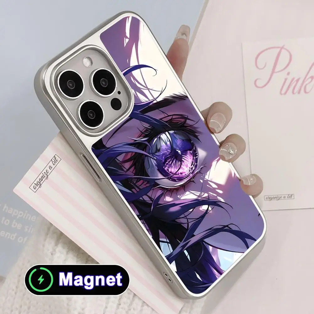 

Blade Anime Eyes Phone Case for iPhone 17 16 15 14 13 12 11 Air Pro Max Plus Electroplated Silver Magnet Cover