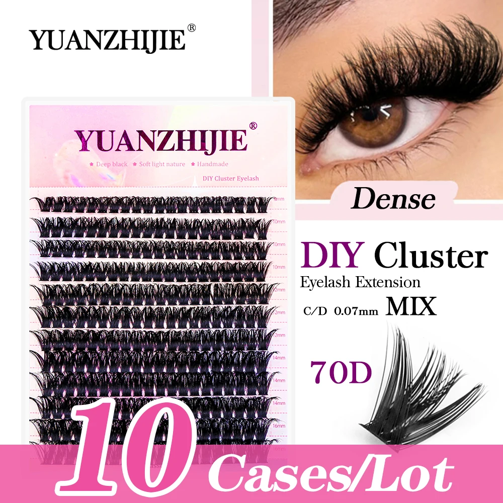 

YUANZHIJIE 10Cases/Lot 0.07mm 8-16mm&Mix 3D Fluffy Thick Cross Wispy Lash Extension Individual False Eyelashes Supplies Makeup