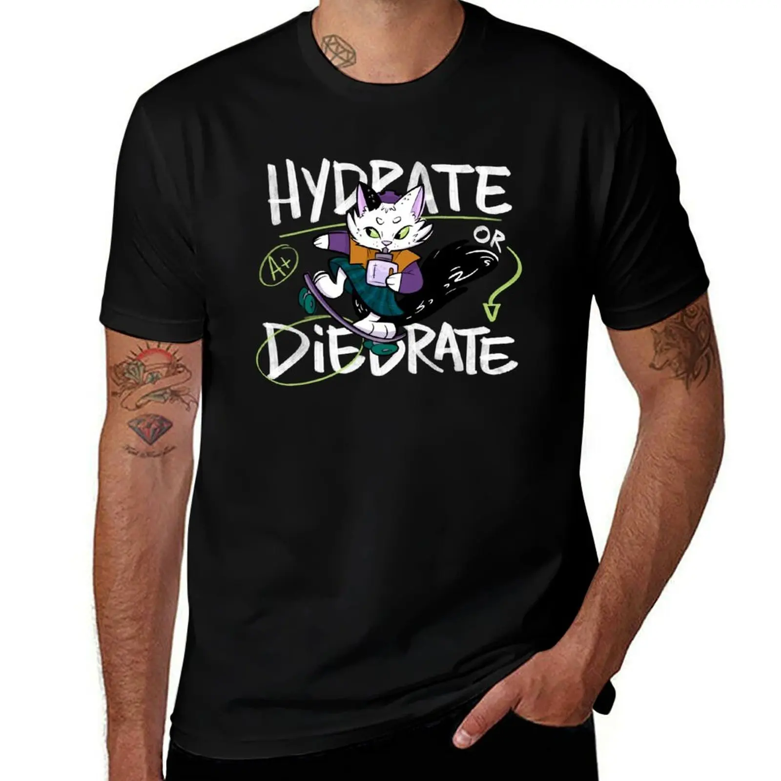 

Hydrate or Diedrate - Skateboarding Cat Zoomies T-Shirt Funny t-shirt anime figures hippie clothes plain black t shirts men