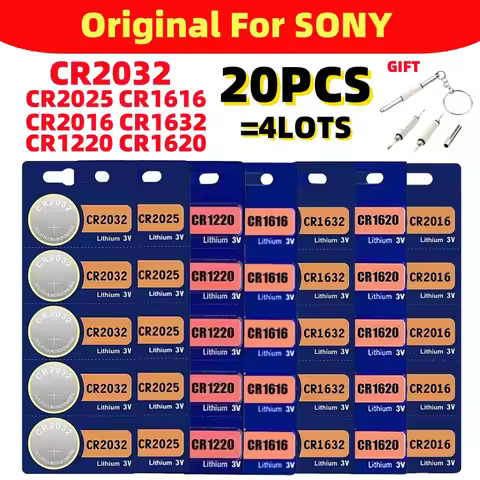 NEW 20Pcs Original For SONY CR2032 battery CR2025 CR2016 CR2032 CR2025 CR2016 CR1616 CR1632 CR1220 3V Lithium Batteria For Watch