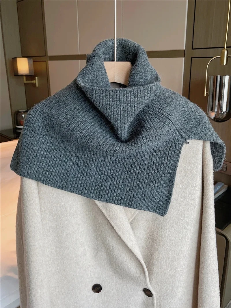 

Poncho Knitted Cloak Scarf Women's Fashion Outwear Pullover Neck Solid Color Neck Sleeve Knitted Small Shawl Spring Autumn