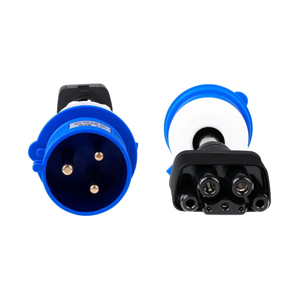 ADPOW For Tesla Model 3 S X Y Gen 2 3Pin Adapter Blue CEE Plug EV Connector Fast Charger Extension Cord Adapters 240V 32A