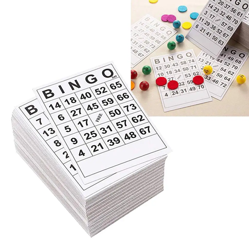 Bingo Game Cards Bulk Pack White Black Paper Bingo Sheets for Family Gathering Board Game Night