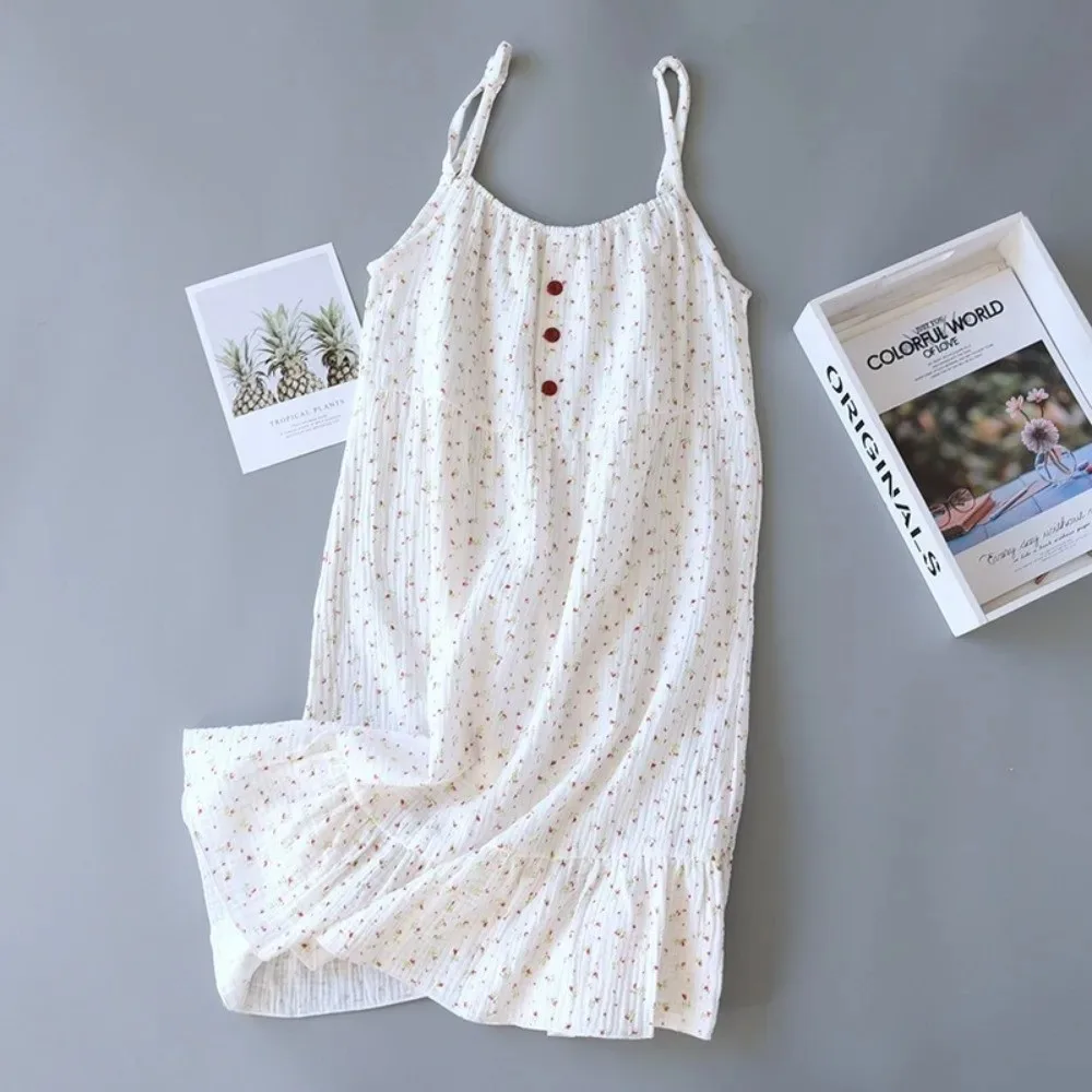 100% Cotton Pajamas Soft Floral Print Nightgown Casual Elegant Women's Nightgown Comfortable Nightdress Home Wear