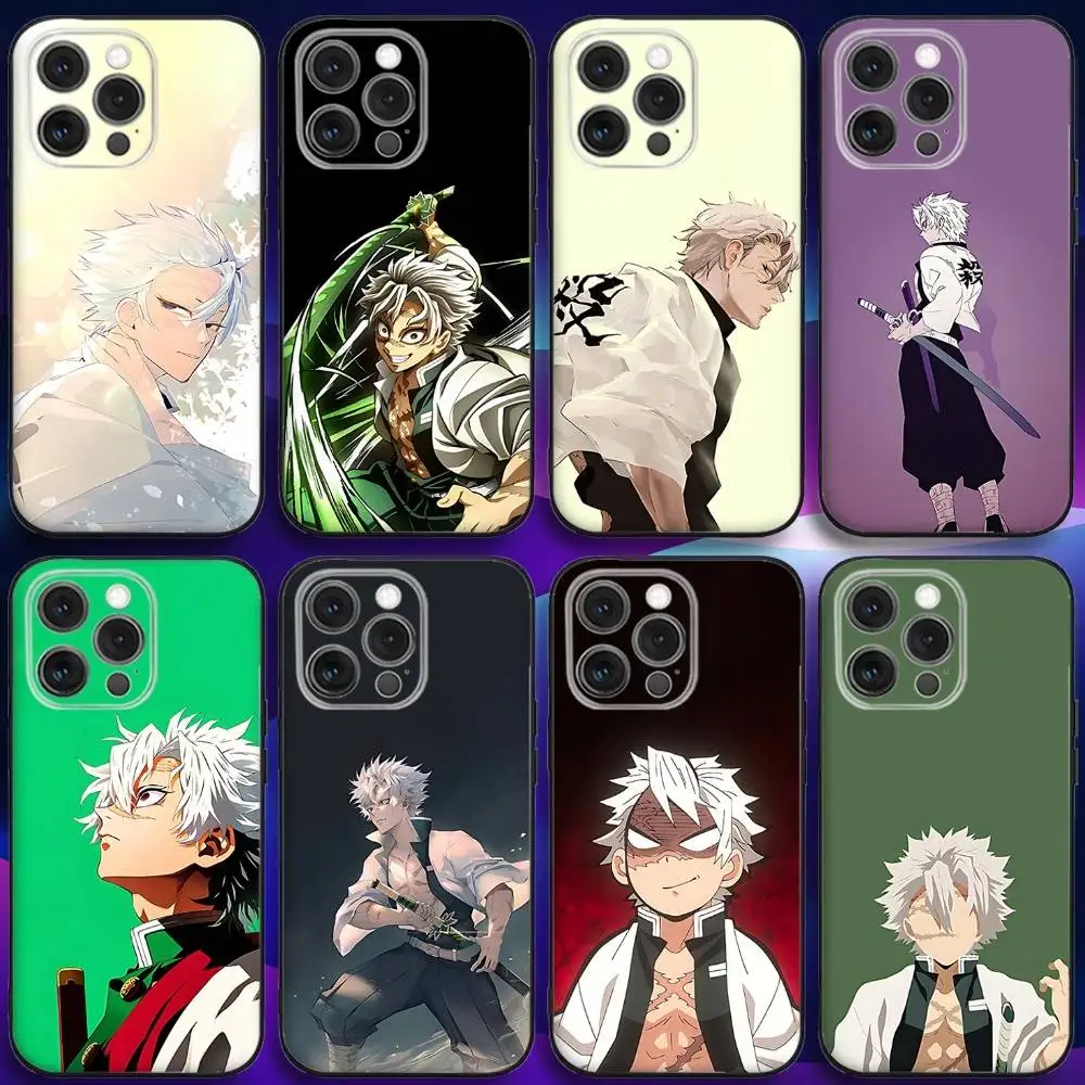 

S-Sanemi Anime Shinazugawa Phone Case For iPhone 17,16,15,14,13,12,11,Pro,Max,Plus,X,XS,SE4,E,Mini,Soft Black Case